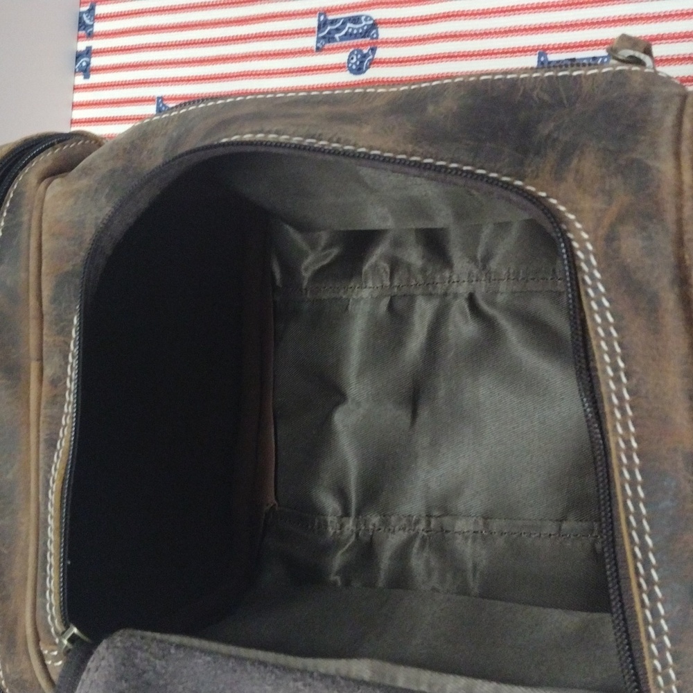 SNO Brown Multiple Zipper Pockets Leather Bag with Handle - Picture 10 of 16